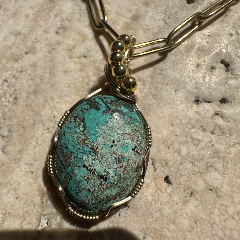 14k Gold Filled Turquoise Necklace Pendant